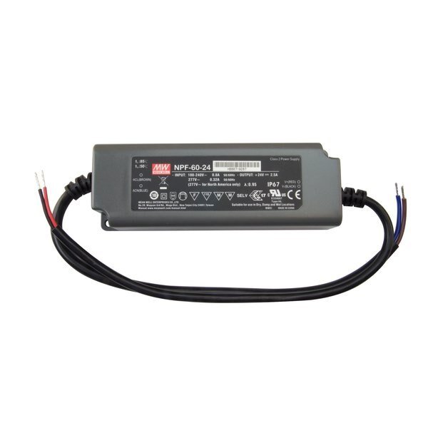 Commercial Grade 24V DC Constant Voltage Driver, 60W, 120-277V AC, Diode Led, Mfr#: DI-CV-MW24V60W-277